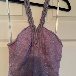 Lavender Beaded Halter Dress